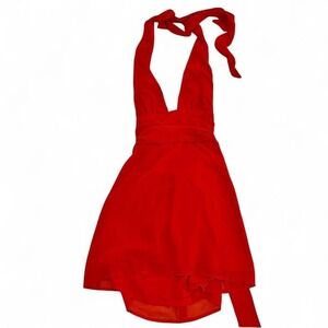 THATSSOFETCH size 6 Red Halter Neck Mini Dress Open Back Party Cocktail Sundress